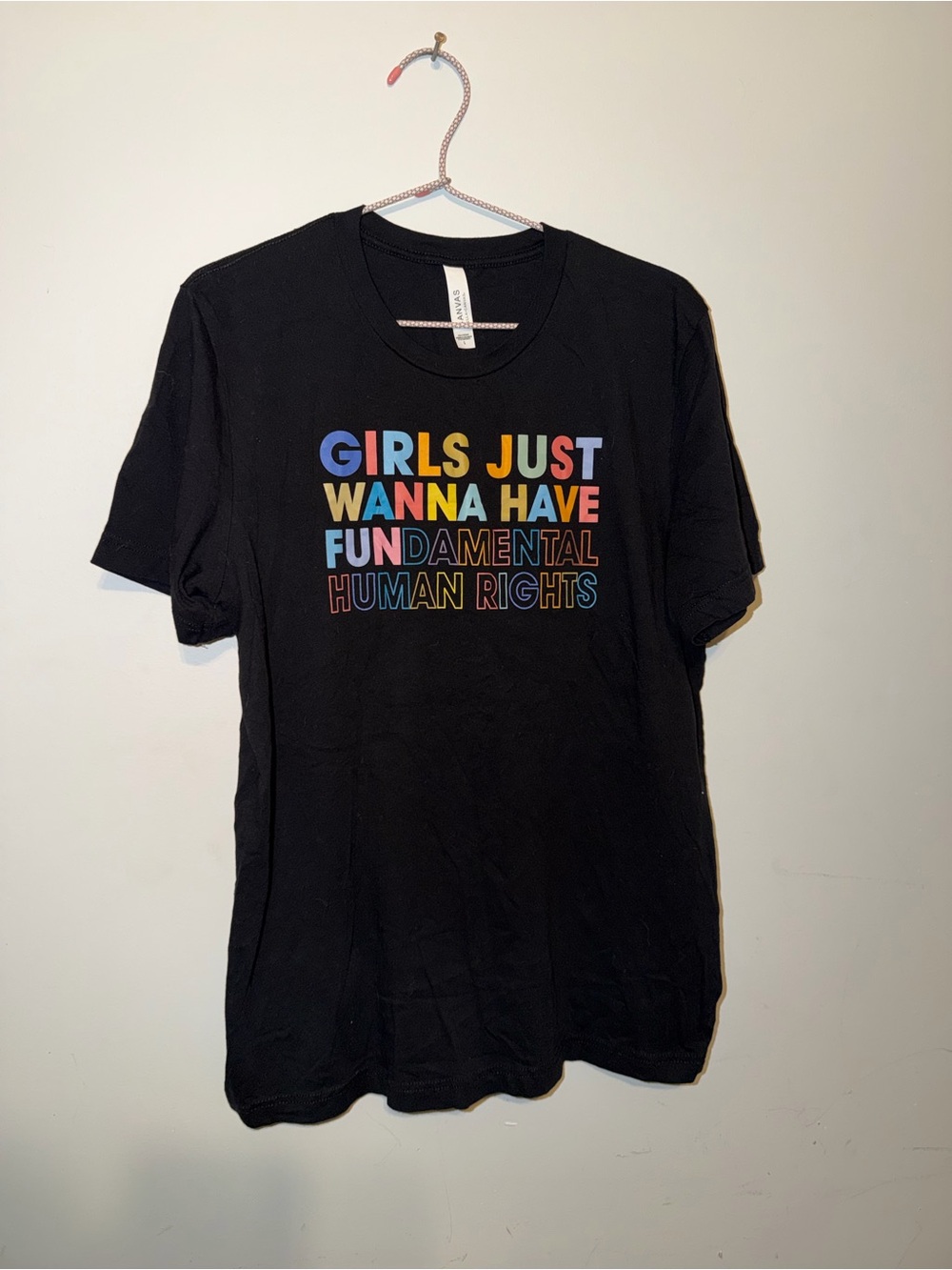 Girls Just Wanna Have Fundamental Human Rights Black Graphic Tee